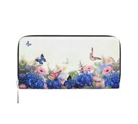 SDFHU Hydrangeas Daisies Butterflies Print Women Wallet Trendy Travel-Friendly 7.9X3.9in Casual Clutch Purse Gift for Ladies, Black, One Size, Art