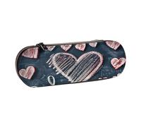 SDFHU I Love You Words with Hearts Print Leather Pencil Case – Versatile Leather Pen Holder Pencil Pouch Travel Everyday Use