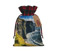 SDFHU Ireland Outdoors County Clare The Cliffs Printing Christmas Drawstring Gift Bags Reusable Xmas Sacks For Holiday Packaging Needs
