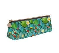 SDFHU Japanese Pretty Koi Fish Print Lightweight Spacious Pencil Case Large Capacity Triangle Zippered for Writing Tools