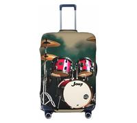 SDFHU Jazz drum Print Suitcase Covers Personalized Luggage Protector Elastic Washable Travel Gear Cover, Black, XL