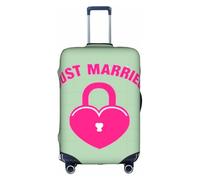 Sdfhu just married Print Unique Travel Luggage Cover Washable Anti Scratch Suitcase Protector for Vacation, White, XL