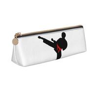SDFHU Karate Boy Vector Changeable Belt Color Print Lightweight Spacious Pencil Case Large Capacity Triangle Zippered for Writing Tools
