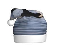 SDFHU Killer Whales Swim Along Print Santa Hat For Men And Women Party Cap Holiday Headwear For Christmas New Year