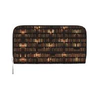 SDFHU Library Bookshelf Book Print Women Wallet Trendy Travel-Friendly 7.9X3.9in Casual Clutch Purse Gift for Ladies, Black, One Size, Art