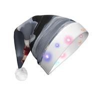 SDFHU Lighthouse In Storm Print Unisex Adult Christmas Hat Santa With Lights Festive Celebrations Party Accessory