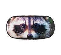 SDFHU Little Raccoon Face 1 Print Pencil Case Stationery Tool Office Supplies Unisex Accessory Suitable Any Occasion, Black, One Size, Cute