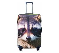 SDFHU Little Raccoon Face 1 Print Suitcase Covers Personalized Luggage Protector Elastic Washable Travel Gear Cover, Black, L