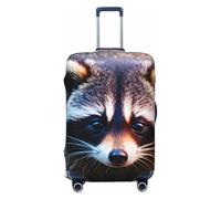 SDFHU Little Raccoon Face Print Suitcase Covers Personalized Luggage Protector Elastic Washable Travel Gear Cover, Black, XL
