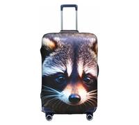 Sdfhu Little Raccoon Face Print Unique Travel Luggage Cover Washable Anti Scratch Suitcase Protector for Vacation, White, L