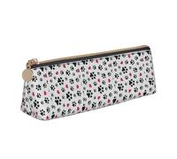 SDFHU Love Cat Paw Heart Puppy Foot Print Print Lightweight Spacious Pencil Case Large Capacity Triangle Zippered for Writing Tools