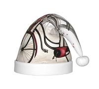 SDFHU Love Paris Tower Coffee Wine Perfume Bicycle Heart Print Christmas Hat For 13.78in Santa Cap Xmas Holiday For Festive And Party Accessories