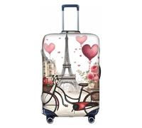 Sdfhu Love Paris Tower Coffee Wine Perfume Bicycle Heart Print Unique Travel Luggage Cover Washable Anti Scratch Suitcase Protector for Vacation, White, S
