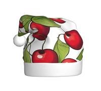 SDFHU Lovely Sweet Red Cherry 3 Print Unisex Christmas Hat Festive Santa Hats For Holiday Celebrations And Parties