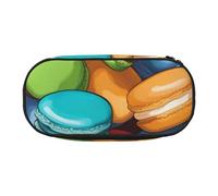 SDFHU Macaron Biscuit Flavored Print Pencil Case Stationery Tool Office Supplies Unisex Accessory Suitable Any Occasion, Black, One Size, Cute