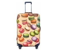 SDFHU Macaron Biscuit Flavored Print Suitcase Covers Personalized Luggage Protector Elastic Washable Travel Gear Cover, Black, XL