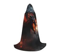 SDFHU Magical Dragon Print Wizard Robe For Halloween Cosplay Christmas Carnival Hooded Unisex Cloak Stylish