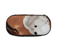 SDFHU Marble Texture Copper Splatter Print Pencil Case Stationery Tool Office Supplies Unisex Accessory Suitable Any Occasion, Black, One Size, Cute