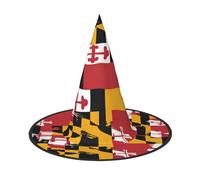 SDFHU Maryland Flag Print Comfortable Unisex Halloween Witch Hat For Party Carnival Accessory Cap Cosplay