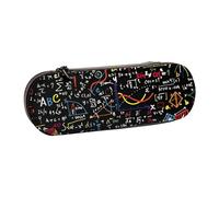 SDFHU Math Formula Print Leather Pencil Case â€“ Versatile Leather Pen Holder Pencil Pouch Travel Everyday Use