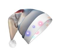 SDFHU Merry Christmas Cute Snowman Print Unisex Adult Christmas Hat Santa With Lights Festive Celebrations Party Accessory
