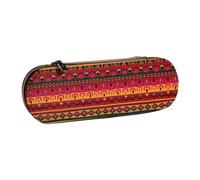 SDFHU Mexican Folk Art Boho Print Leather Pencil Case â€“ Versatile Leather Pen Holder Pencil Pouch Travel Everyday Use