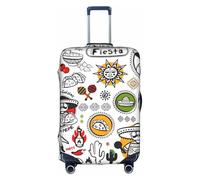 Sdfhu mexican salsa symbols Print Unique Travel Luggage Cover Washable Anti Scratch Suitcase Protector for Vacation, White, S