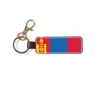 SDFHU Mongolian flag Print Chic Leather Key Chain Recognizable Keys Present Accessory Leather Metal Rings Clasp, White, One size
