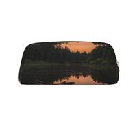 SDFHU Moonlit Canoe Allagash River Print Adults Pencil Bag Versatile Pencil Case Zipper Multifunctional Zipper Pencil Case