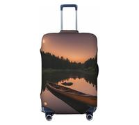 SDFHU Moonlit Canoe Allagash River Print Suitcase Covers Personalized Luggage Protector Elastic Washable Travel Gear Cover, Black, S