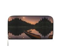 SDFHU Moonlit Canoe Allagash River Print Women Wallet Trendy Travel-Friendly 7.9X3.9in Casual Clutch Purse Gift for Ladies, Black, One Size, Art