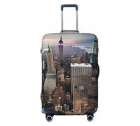 SDFHU New York Fashion City Print Suitcase Covers Personalized Luggage Protector Elastic Washable Travel Gear Cover, Black, S