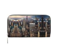 SDFHU New York Fashion City Print Women Wallet Trendy Travel-Friendly 7.9X3.9in Casual Clutch Purse Gift for Ladies, Black, One Size, Art