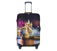 Sdfhu Night London Tower Bridge Print Unique Travel Luggage Cover Washable Anti Scratch Suitcase Protector for Vacation, White, M