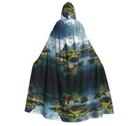 SDFHU Norway Islands Print Unisex Soft Hooded Cloak Cape For Cosplay Carnival Seasonal Costume Party Robe