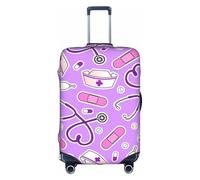 Sdfhu Nurse Pattern Purple Print Unique Travel Luggage Cover Washable Anti Scratch Suitcase Protector for Vacation, White, S