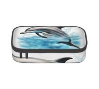 SDFHU Ocean Dolphin Looking at You Print Multifunctional Pencil Case Stationery Storage Bag Supplies Cosmetic Items Adults