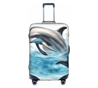 Sdfhu Ocean Dolphin Looking at You Print Unique Travel Luggage Cover Washable Anti Scratch Suitcase Protector for Vacation, White, XL