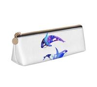 SDFHU Orca Killer Whale Print Lightweight Spacious Pencil Case Large Capacity Triangle Zippered for Writing Tools