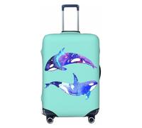 SDFHU Orca Killer Whale Print Suitcase Covers Personalized Luggage Protector Elastic Washable Travel Gear Cover, Black, S