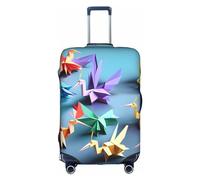 Sdfhu Origami Multicolor Papercraft Cranes Print Unique Travel Luggage Cover Washable Anti Scratch Suitcase Protector for Vacation, White, S