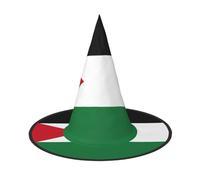 SDFHU Palestinian Flag Print Comfortable Unisex Halloween Witch Hat For Party Carnival Accessory Cap Cosplay, Black, 3 PCS