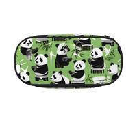 SDFHU Panda bamboo Print Pencil Case Stationery Tool Office Supplies Unisex Accessory Suitable Any Occasion, Black, One Size, Cute