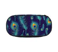 SDFHU Peacock Bird Feathers Print Pencil Case Stationery Tool Office Supplies Unisex Accessory Suitable Any Occasion, Black, One Size, Cute