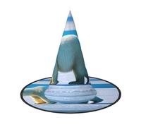 SDFHU Polar Bear Ice Print Comfortable Unisex Halloween Witch Hat For Party Carnival Accessory Cap Cosplay