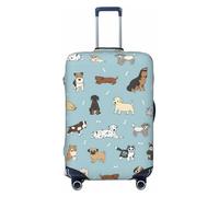 SDFHU Puppy Doodles Print Suitcase Covers Personalized Luggage Protector Elastic Washable Travel Gear Cover, Black, S