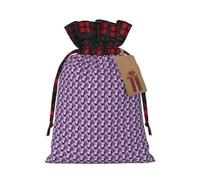 SDFHU Purple Butterfly And Flower 1 Printing Christmas Drawstring Gift Bags Reusable Xmas Sacks For Holiday Packaging Needs
