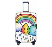 SDFHU Rainbow Clouds Raindrop 1 Print Suitcase Covers Personalized Luggage Protector Elastic Washable Travel Gear Cover, Black, XL
