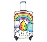 Sdfhu Rainbow Clouds Raindrop 1 Print Unique Travel Luggage Cover Washable Anti Scratch Suitcase Protector for Vacation, White, L