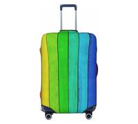 SDFHU Rainbow Colored Wood Background Print Suitcase Covers Personalized Luggage Protector Elastic Washable Travel Gear Cover, Black, M